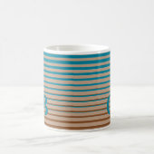 Cool Stripes Brown & Blue Monogramed Koffiemok (Center)