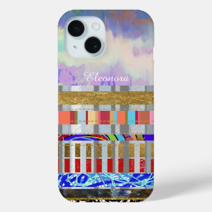 Cool Stripes patroon met naam iPhone 15 Case