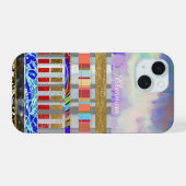 Cool Stripes patroon met naam iPhone 15 Case (Achterkant horizontaal)