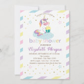 Cool Stripes Stars Unicorn Baby shower Invitation Kaart (Voorkant)