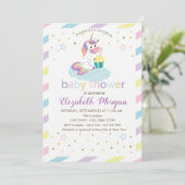 Cool Stripes Stars Unicorn Baby shower Invitation Kaart (Staand voorkant)