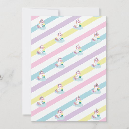 Cool Stripes Stars Unicorn Baby shower Invitation Kaart (Achterkant)