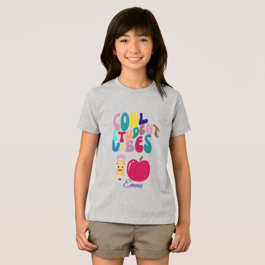 COOL STUDENT VIBES BACK TO SCHOOL KIDS TSHIRT (Voorkant volledig)
