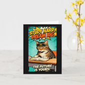 Cool Study Cat - Studeer Hard Droom Groot Motivati Kaart (Gele Bloem)