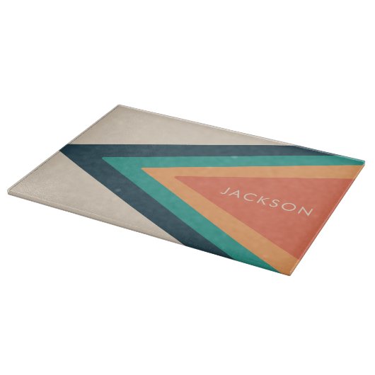 Cool Stylish Retro Stripes Personalized  Snijplank (Hoek)