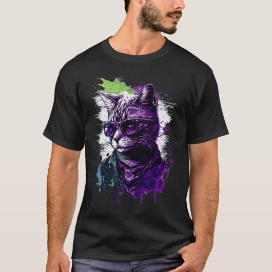 Cool Subtiel Asexual Pride Cat Art Ace Pride Cat T-shirt (Voorkant)