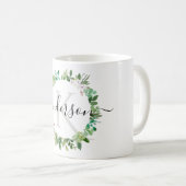 COOL SUCCULENT WREATH FOLIAGE WATERVERF MONOGRAM KOFFIEMOK (Voorkant rechts)