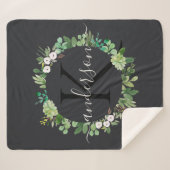COOL SUCCULENT WREATH FOLIAGE WATERVERF MONOGRAM SHERPA DEKEN (Voorkant (horizontaal))