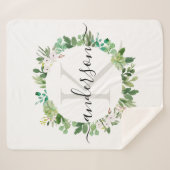 COOL SUCCULENT WREATH FOLIAGE WATERVERF MONOGRAM SHERPA DEKEN (Voorkant (horizontaal))