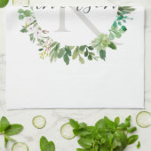 COOL SUCCULENT WREATH FOLIAGE WATERVERF MONOGRAM THEEDOEK (Gevouwen)