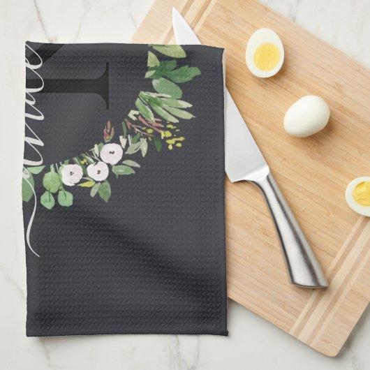 COOL SUCCULENT WREATH FOLIAGE WATERVERF MONOGRAM THEEDOEK (Quarter Fold)