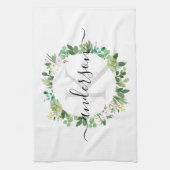 COOL SUCCULENT WREATH FOLIAGE WATERVERF MONOGRAM THEEDOEK (Verticaal)