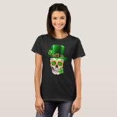 Cool Sugar Skull St Patrick's Day Shamrock Irish L T-shirt (Voorkant volledig)