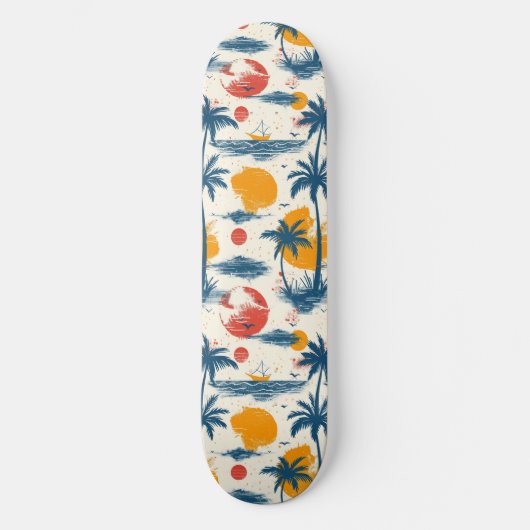 Cool Summer Beach Palm Ontworpen Skateboard (Voorkant)