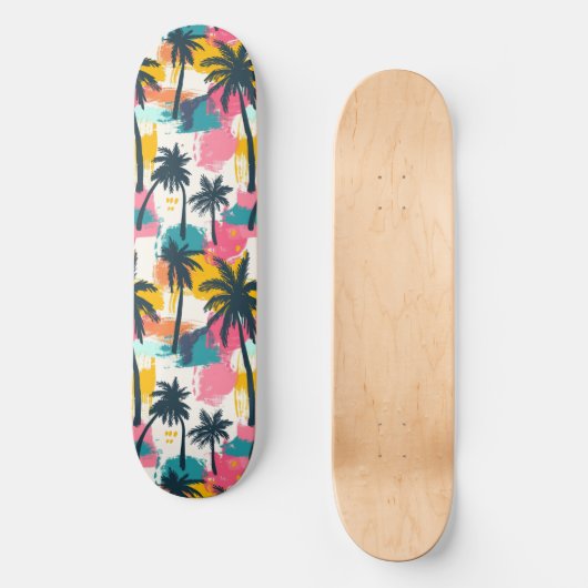 Cool Summer Beach Palm Ontworpen Skateboard (Voorkant)