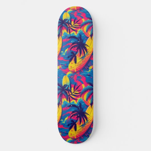Cool Summer Beach Palm Ontworpen Skateboard (Voorkant)
