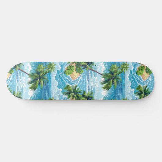 Cool Summer Beach Palm Ontworpen Skateboard (Horizontaal)