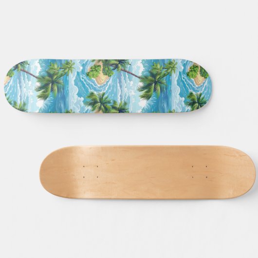 Cool Summer Beach Palm Ontworpen Skateboard (Horizontaal)