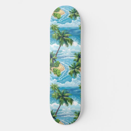 Cool Summer Beach Palm Ontworpen Skateboard (Voorkant)