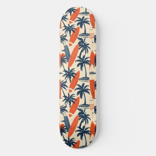 Cool Summer Beach Palm Ontworpen Skateboard (Voorkant)