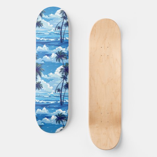 Cool Summer Beach Palm Ontworpen Skateboard (Voorkant)