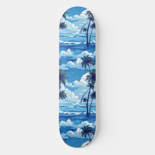 Cool Summer Beach Palm Ontworpen Skateboard (Voorkant)