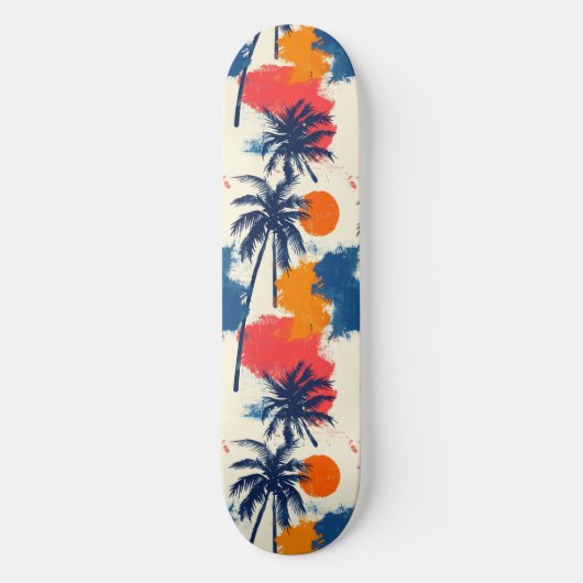 Cool Summer Beach Palm Ontworpen Skateboard (Voorkant)