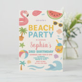 Cool Summer Beach Verjaardag Uitnodiging & Decor (Staand voorkant)