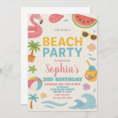Cool Summer Beach Verjaardag Uitnodiging & Decor (Voorkant / Achterkant)