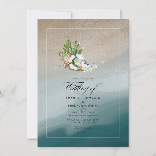 Cool Summer Beach Weddenschap Photo Invitation Kaart (Voorkant)
