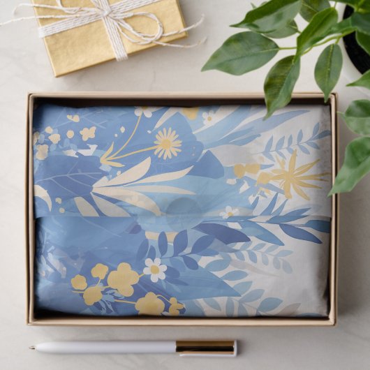 Cool Summer Blue Floral Botanical Garden Tissuepapier