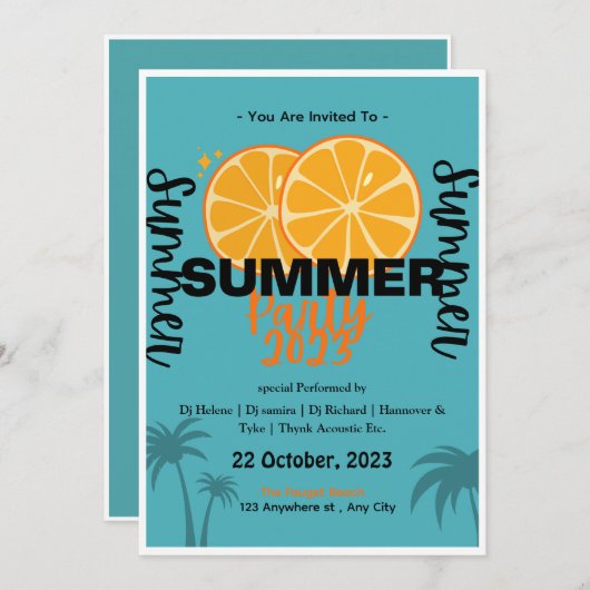 Cool Summer Celebration Kaart (Voorkant / Achterkant)