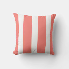 Cool Summer Coral Cabana Stripe Buitenkussen