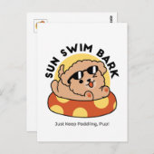 Cool Summer Dog Floating - Schattigee Puppy Pool P Briefkaart (Voorkant / Achterkant)