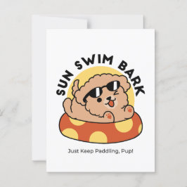 Cool Summer Dog Floating - Schattigee Puppy Pool P Briefkaart