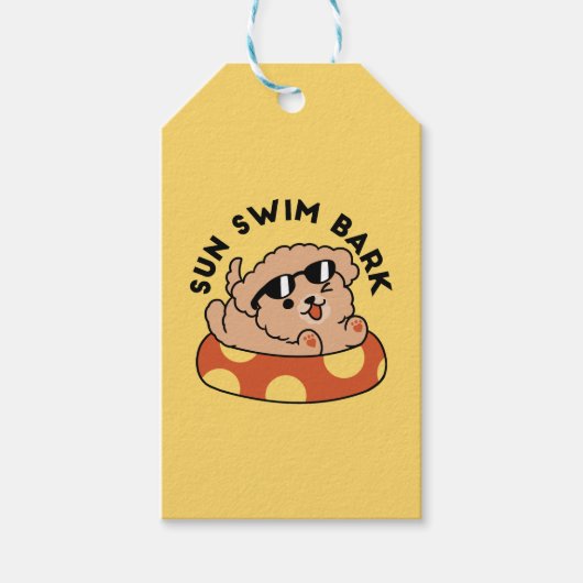 Cool Summer Dog Floating - Schattigee Puppy Pool P Cadeaulabel (Voorkant)