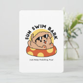 Cool Summer Dog Floating - Schattigee Puppy Pool P Feestdagenkaart (Staand voorkant)
