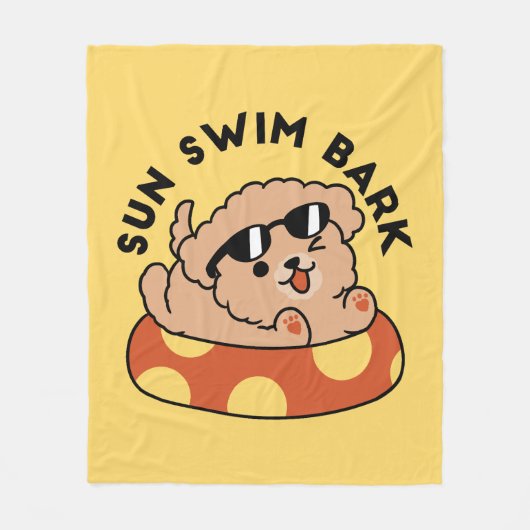 Cool Summer Dog Floating - Schattigee Puppy Pool P Fleece Deken (Voorkant)