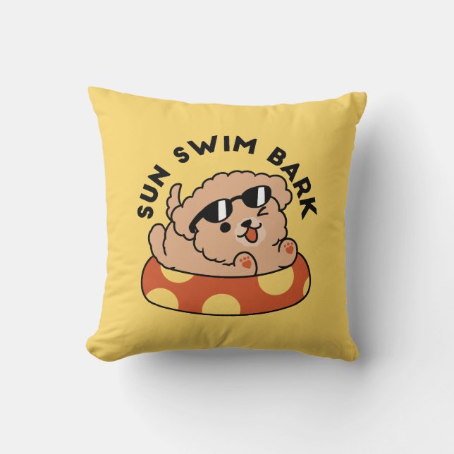 Cool Summer Dog Floating - Schattigee Puppy Pool P Kussen (Voorkant)