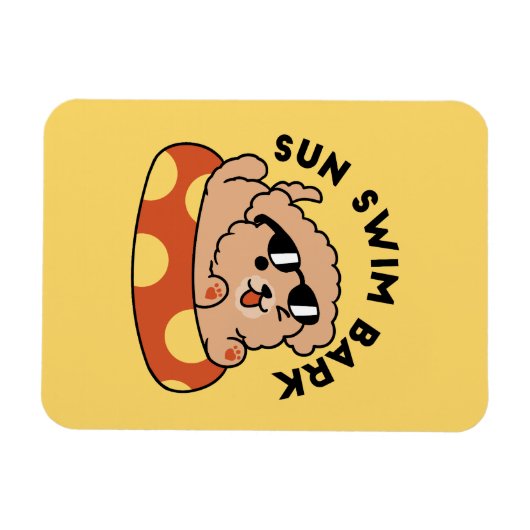 Cool Summer Dog Floating - Schattigee Puppy Pool P Magneet (Horizontaal)