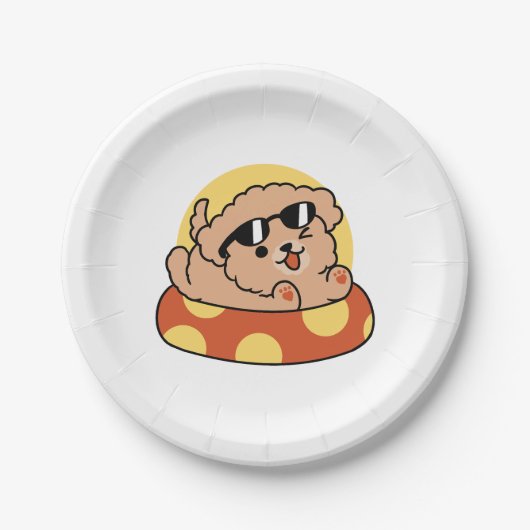 Cool Summer Dog Floating - Schattigee Puppy Pool P Papieren Bordje (Voorkant)