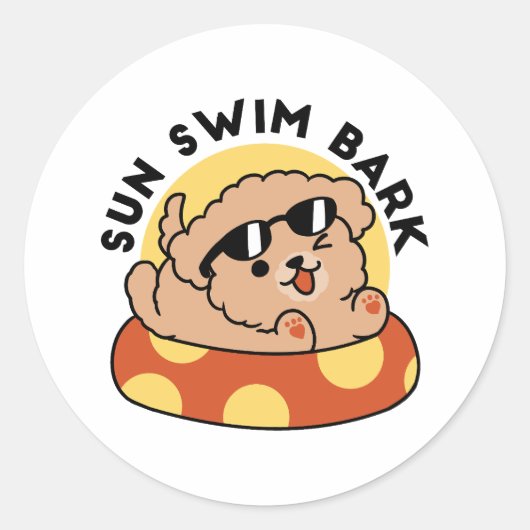 Cool Summer Dog Floating - Schattigee Puppy Pool P Ronde Sticker (Voorkant)