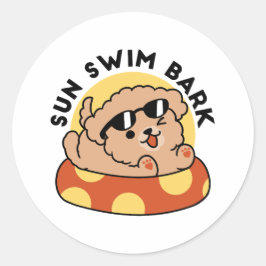 Cool Summer Dog Floating - Schattigee Puppy Pool P Ronde Sticker