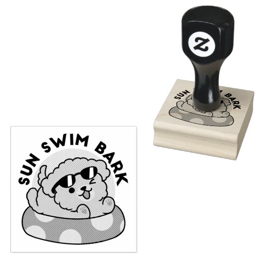 Cool Summer Dog Floating - Schattigee Puppy Pool P Rubberstempel (Gestempeld)