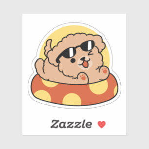 Cool Summer Dog Floating - Schattigee Puppy Pool P Sticker