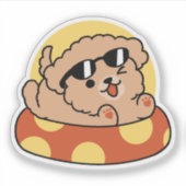 Cool Summer Dog Floating - Schattigee Puppy Pool P Sticker (Voorkant)