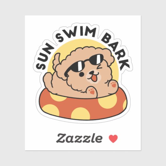 Cool Summer Dog Floating - Schattigee Puppy Pool P Sticker (Vel)