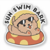 Cool Summer Dog Floating - Schattigee Puppy Pool P Sticker (Voorkant)
