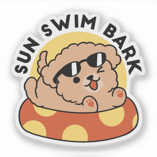 Cool Summer Dog Floating - Schattigee Puppy Pool P Sticker (Voorkant)
