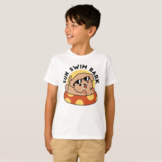 Cool Summer Dog Floating - Schattigee Puppy Pool P T-shirt (Voorkant volledig)